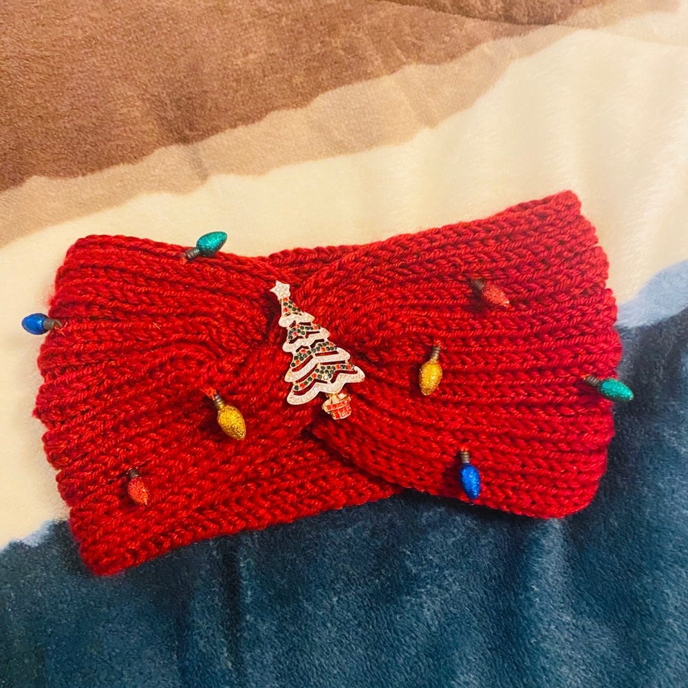 Handmade Christmas tree knit headbands